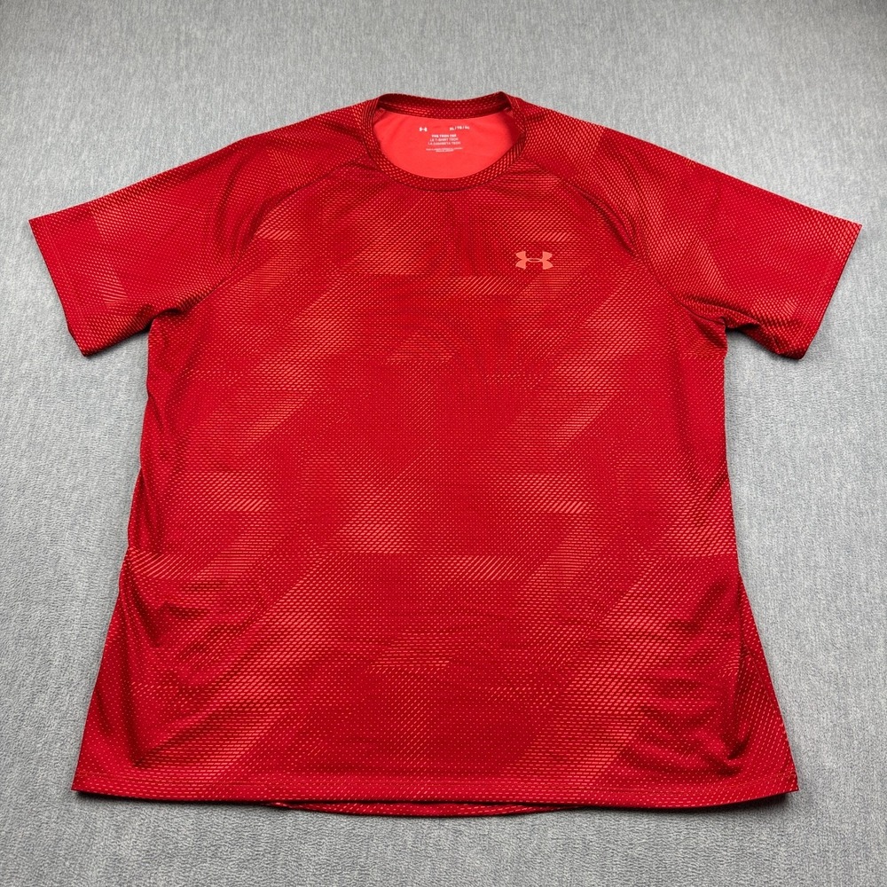 Under Armour Shirt Mens XL Red The Tech Tee Printed Short-Sleeve Athletic Gym